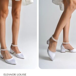 White Pearl Ankle Strap Heels
